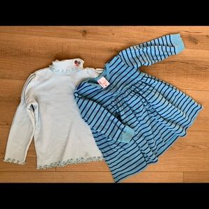 Hanna Andersson blue stripe dress and blue turtleneck